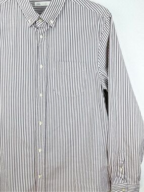 Zara Men’s Regular White Shirt with Purple Stripes 
Size XL 100% Cotton
